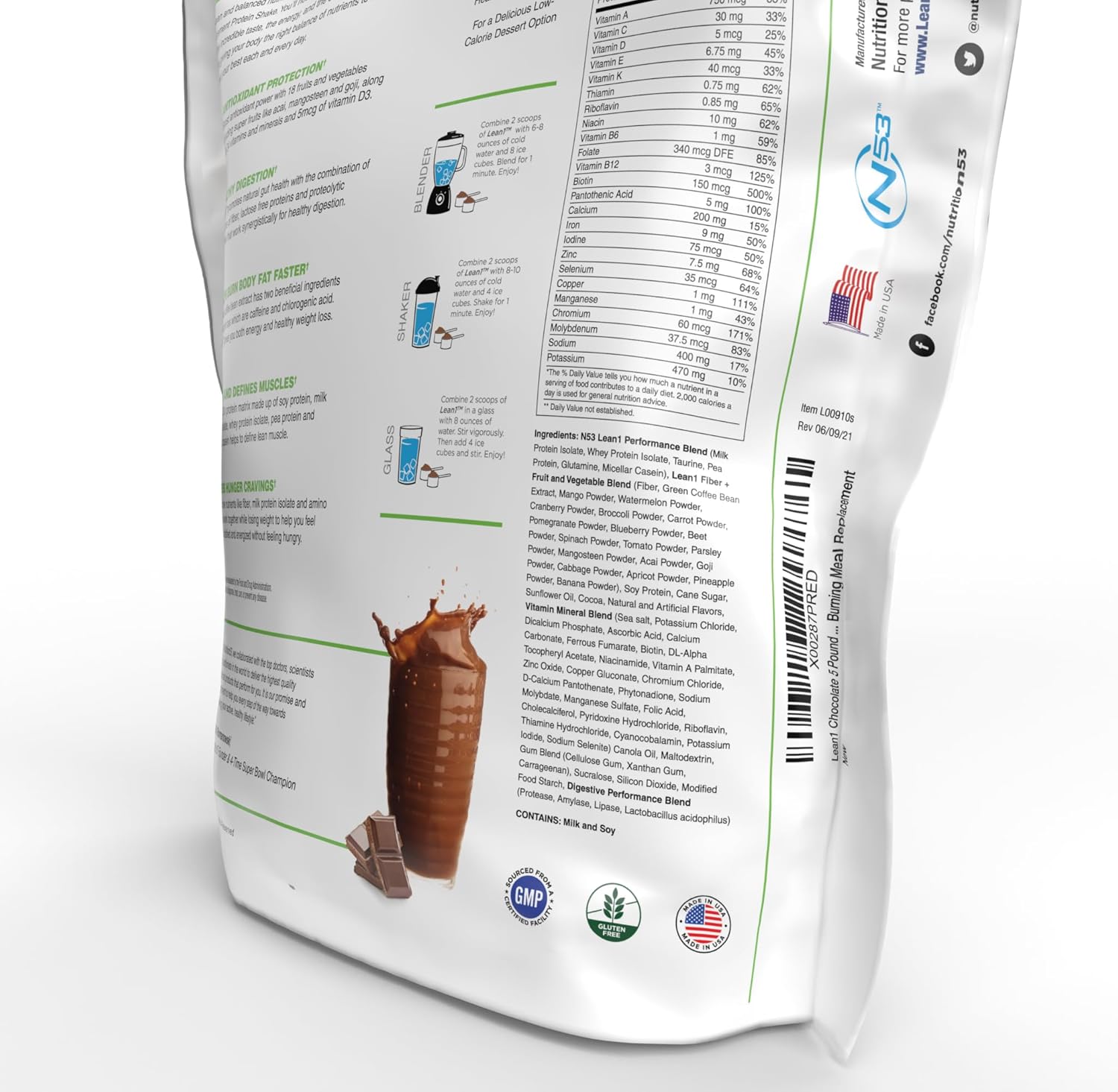 Chocolate Lean1 5lb - Meal Replacement Powder with Fat Burning Benefits (37 Servings)