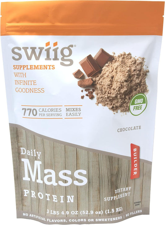 Chocolate Mass Builder Protein Powder - 3.3 lb Bag, Non-GMO, No Artificial Ingredients