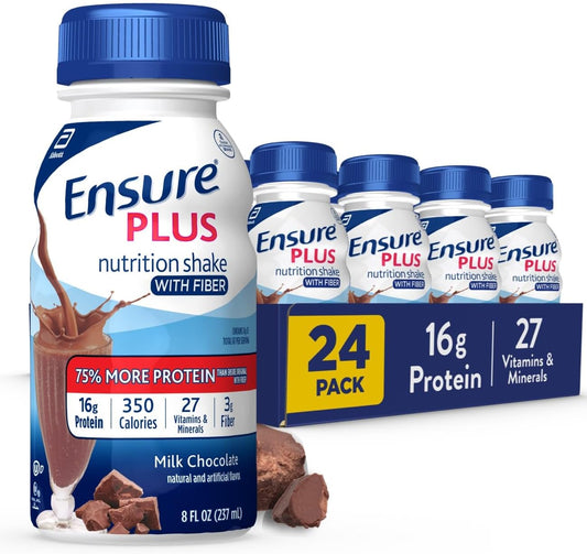 Chocolate Meal Replacement Shake with Fiber, Protein, and Vitamins - 24 Pack of Ready-to-Drink Nutrition Shakes