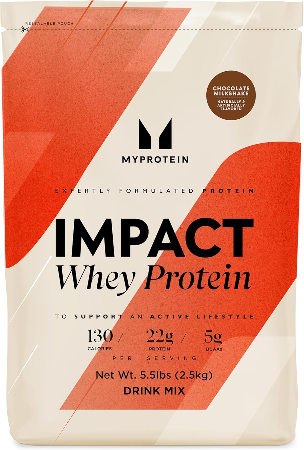 Chocolate Milkshake Whey Protein Powder, 5.5 Lbs - 75 Servings, 22g Protein & 5g BCAA Per Serving - Muscle Strength & Recovery, Gluten Free - Myprotein Impact Shake