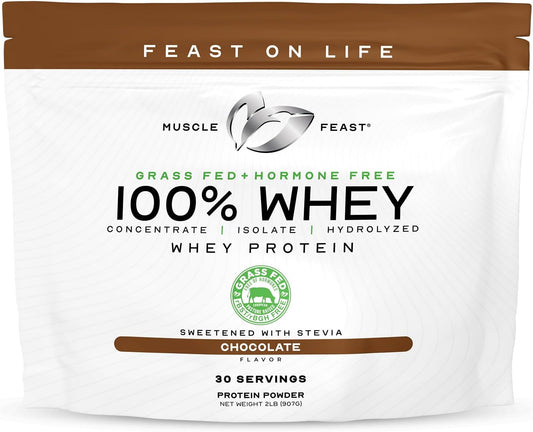 Chocolate Muscle Feast Grass-Fed Whey Protein - 100% Natural, Hormone-Free, 2lb