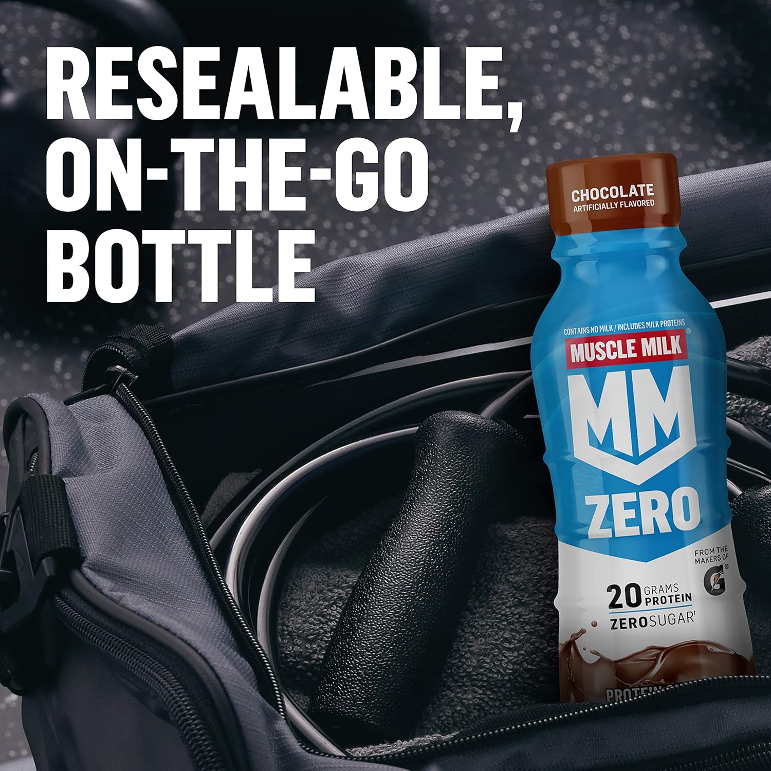 Chocolate Muscle Milk Zero Protein Shake - 20g Protein, Zero Sugar, 100 Calories, Vitamins A, C & D, 4g Fiber - Energizing Snack for Workout Recovery - 11.16 Fl Oz, Pack of 12