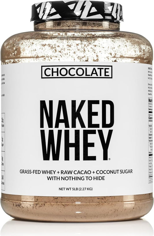 Chocolate Naked Whey Protein Powder - 5 lb, 60 Servings for Muscle Growth & Recovery - Non-GMO, Soy-Free, Gluten-Free