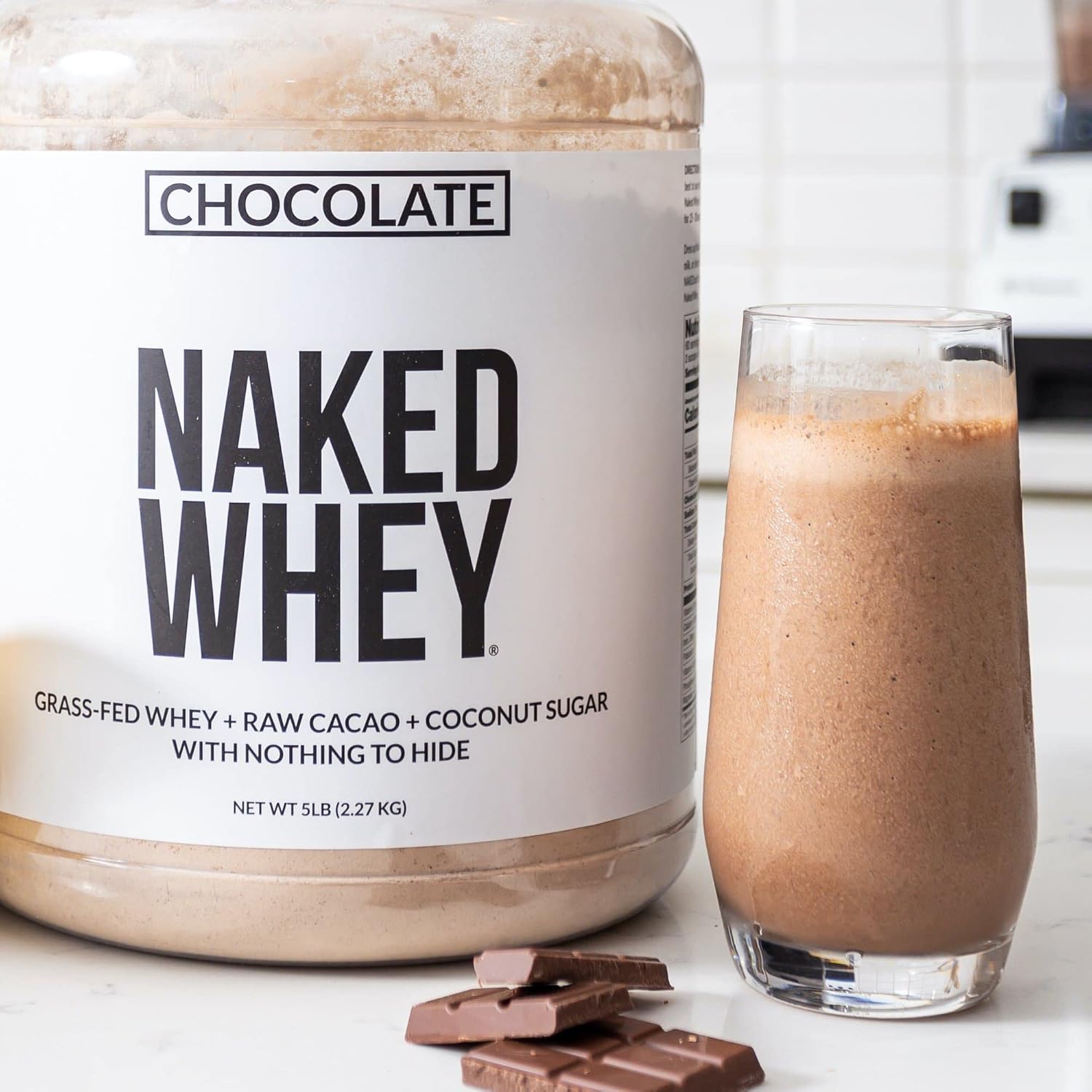 Chocolate Naked Whey Protein Powder - 5 lb, 60 Servings for Muscle Growth & Recovery - Non-GMO, Soy-Free, Gluten-Free