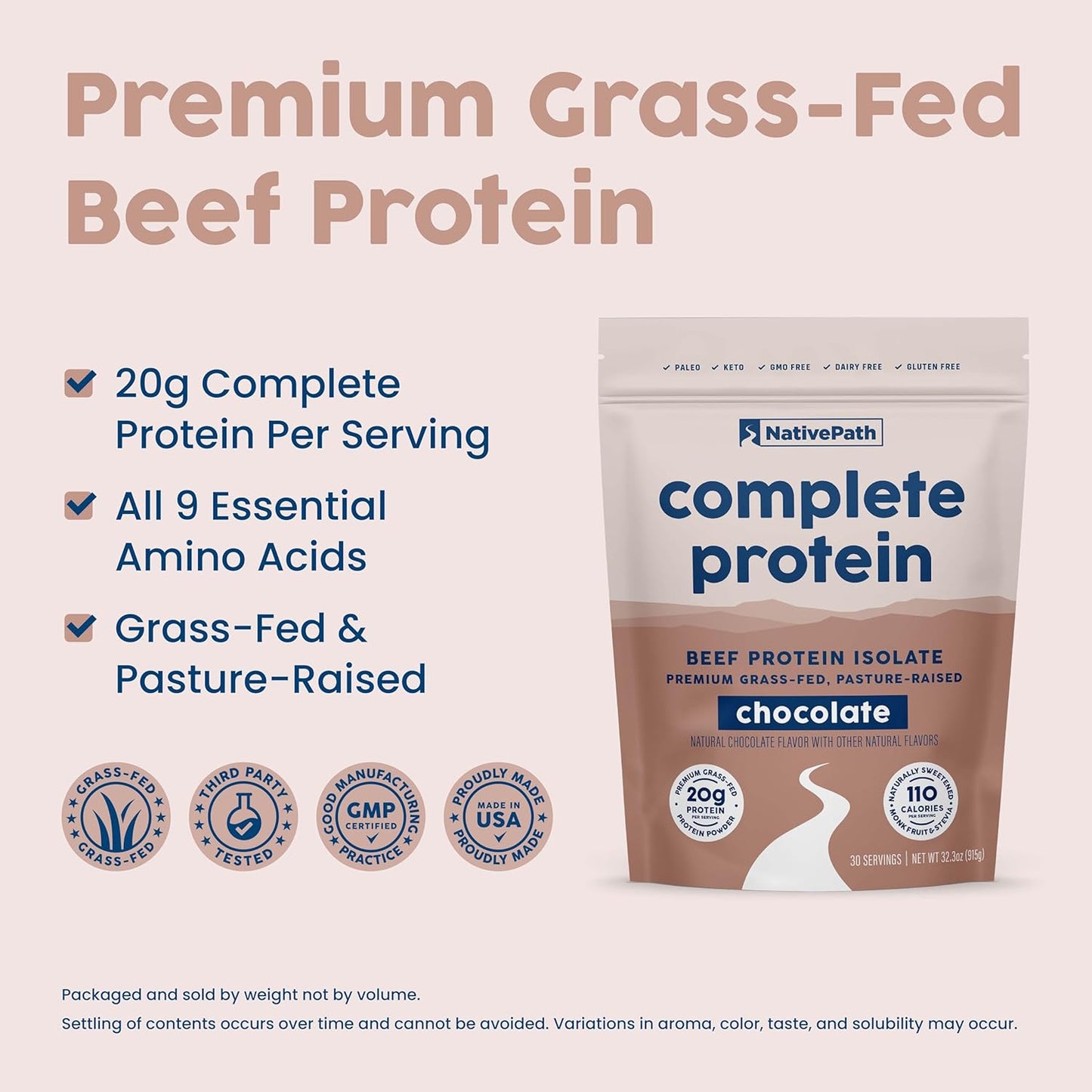 Chocolate NativePath Complete Protein Powder - 30 Servings