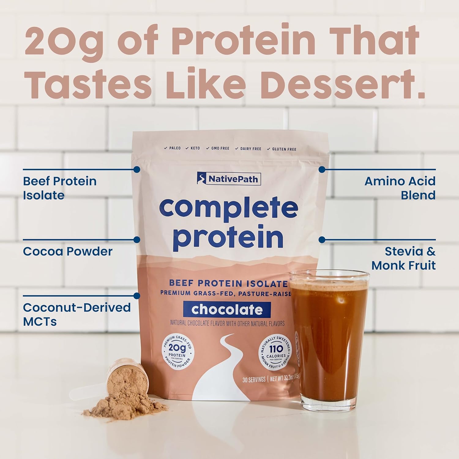 Chocolate NativePath Complete Protein Powder - 30 Servings