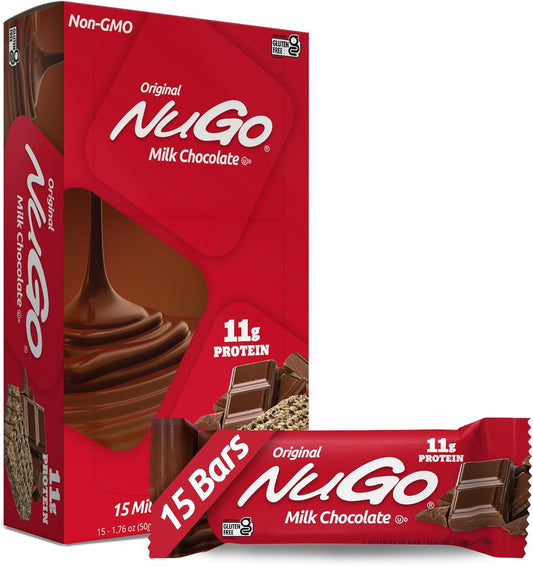 Chocolate NuGo Protein Bars - Gluten Free, 11g Protein per Bar, 15 Bars