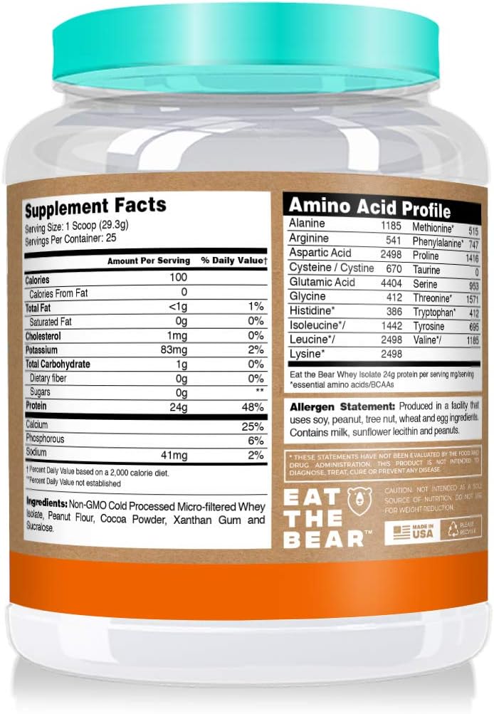 Chocolate Peanut Butter Isolate Protein Powder by Eat The Bear - Packaging May Vary