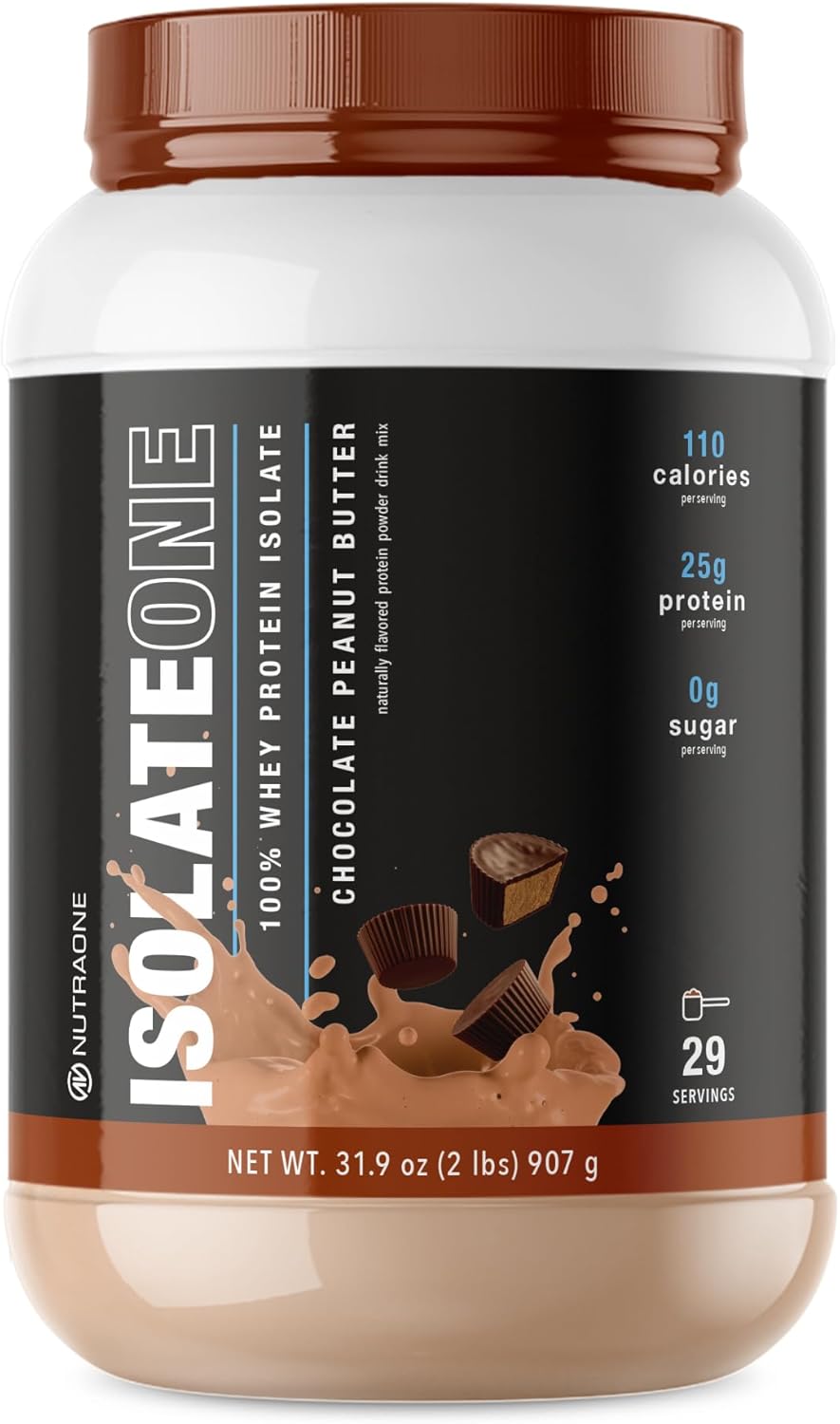 Chocolate Peanut Butter NutraOne IsolateOne Whey Isolate Protein Powder - 100% Pure Powder - 29 Servings