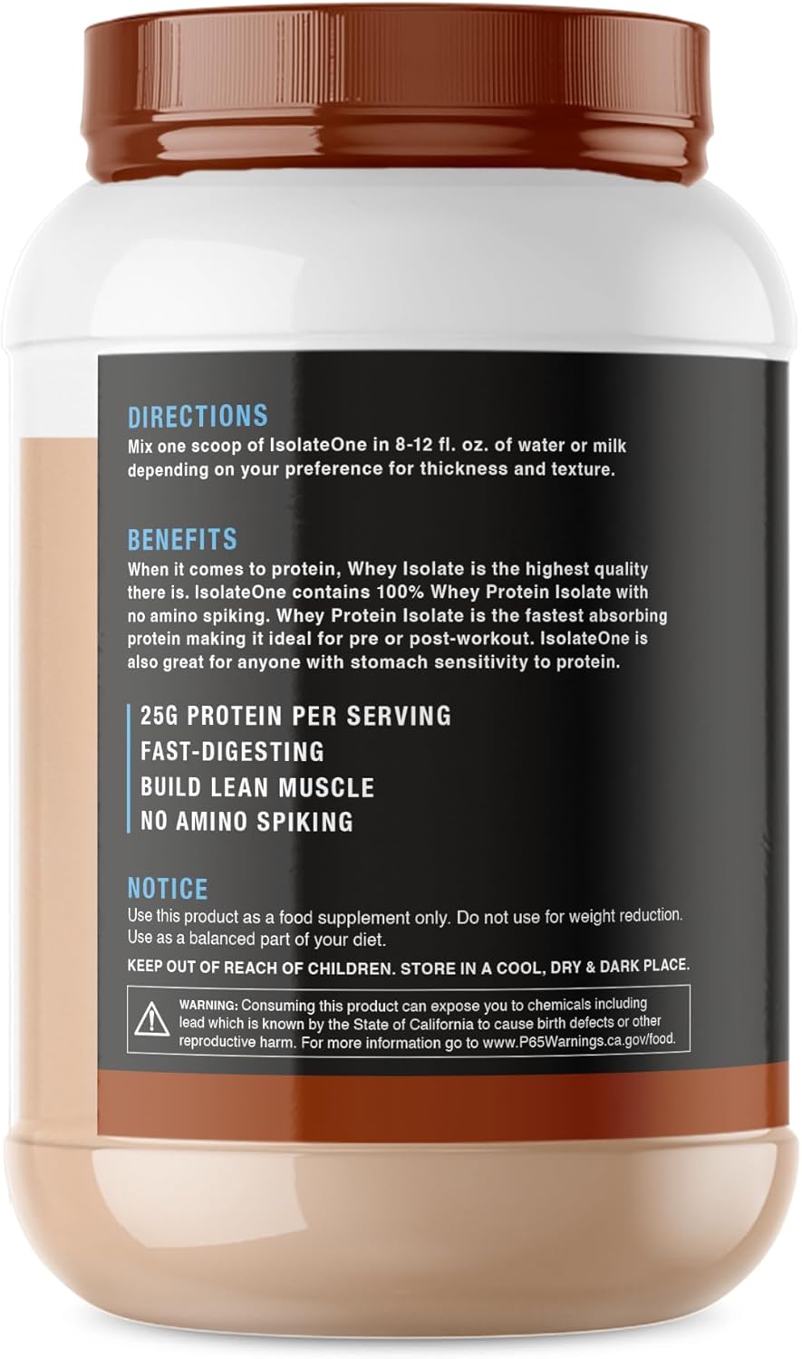 Chocolate Peanut Butter NutraOne IsolateOne Whey Isolate Protein Powder - 100% Pure Powder - 29 Servings