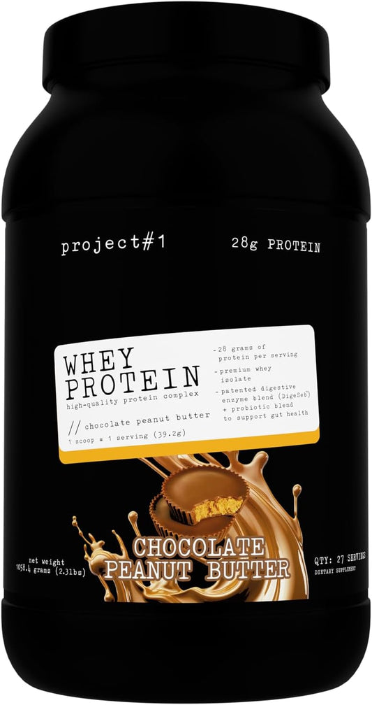 Chocolate Peanut Butter Whey Protein Isolate Powder for Muscle Growth & Recovery | 27 Servings for Protein Drinks or Workout Smoothies