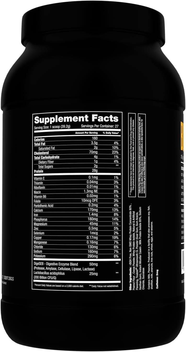 Chocolate Peanut Butter Whey Protein Isolate Powder for Muscle Growth & Recovery | 27 Servings for Protein Drinks or Workout Smoothies