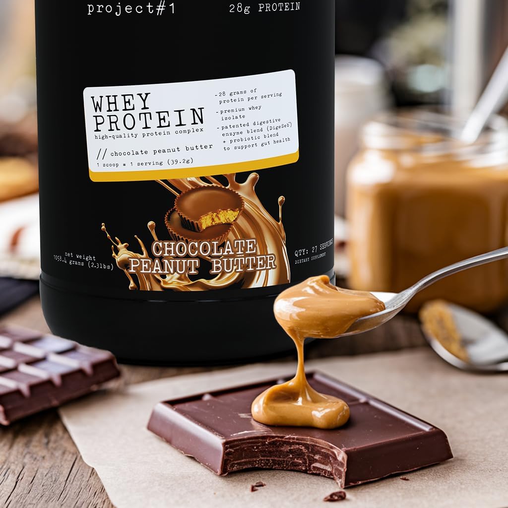 Chocolate Peanut Butter Whey Protein Isolate Powder for Muscle Growth & Recovery | 27 Servings for Protein Drinks or Workout Smoothies