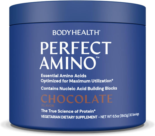 Chocolate PerfectAmino Powder - BCAA and EAA Energy Drink for Lean Muscle and Recovery - Pre and Post Workout Supplement for Men and Women - 30 Servings