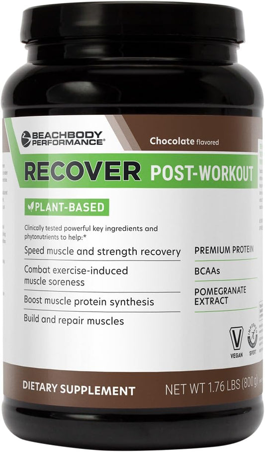 Chocolate Plant-Based Protein Powder Blend for Fast Muscle Recovery - 20g Protein, BCAAs, Pomegranate Extract - 20 Servings