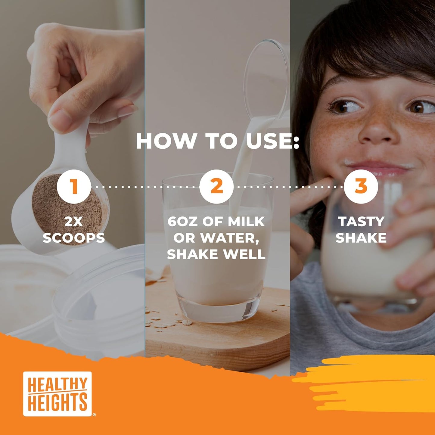 Chocolate Protein Shake for Boys 10+ - Healthy Heights Daily Kids Grow Mix with High Protein