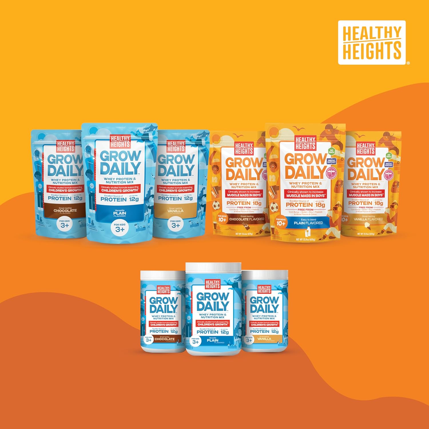 Chocolate Protein Shake for Boys 10+ - Healthy Heights Daily Kids Grow Mix with High Protein