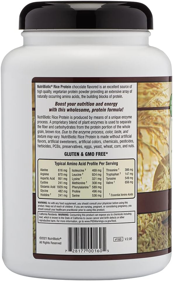 Chocolate Rice Protein Powder, 1 lb. 6.9 oz | Low Carb, Vegetarian & Keto-Friendly | Chemical-Free & Gluten-Free Plant-Based Protein | Easy-to-Digest & Nutrient-Dense