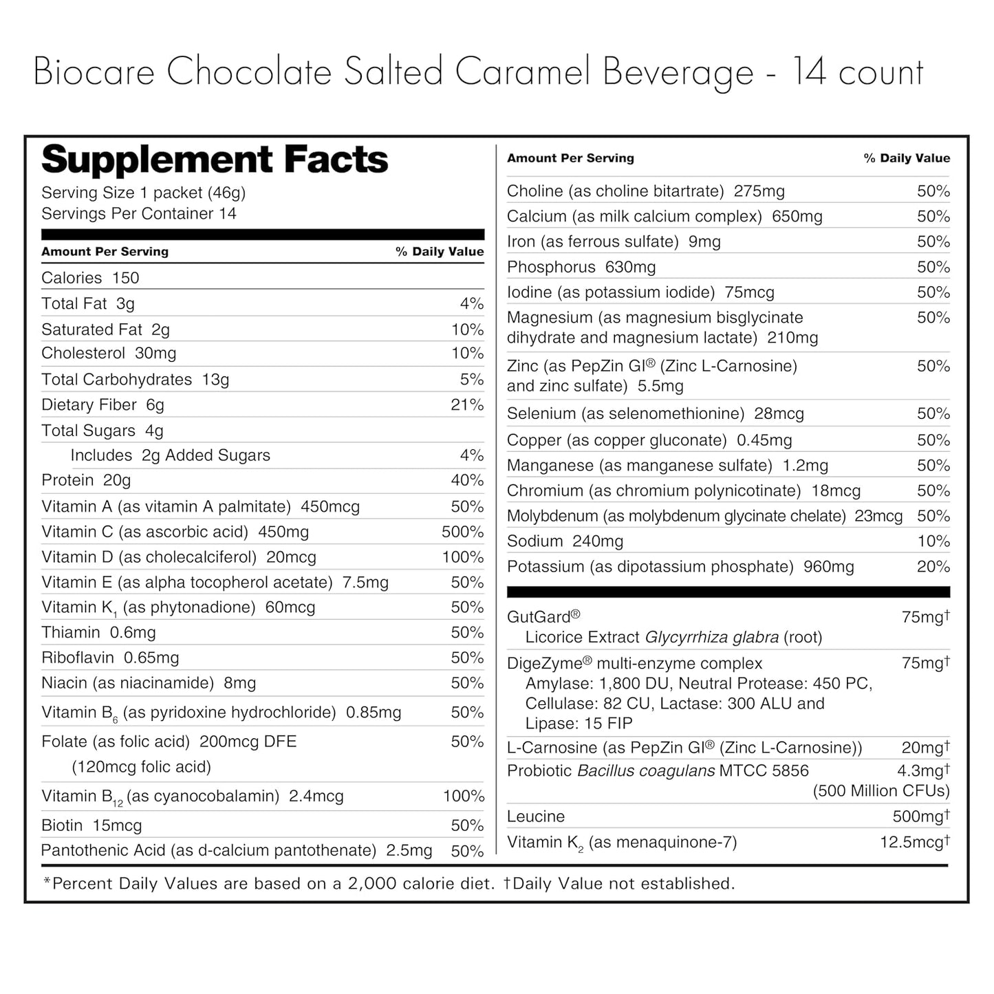 Chocolate Salted Caramel GLP-1 Nutritional Beverage Powder Drink - 20g Protein, 26 Vitamins/Minerals, Eases Nausea, Bloating, Constipation (14 Count)