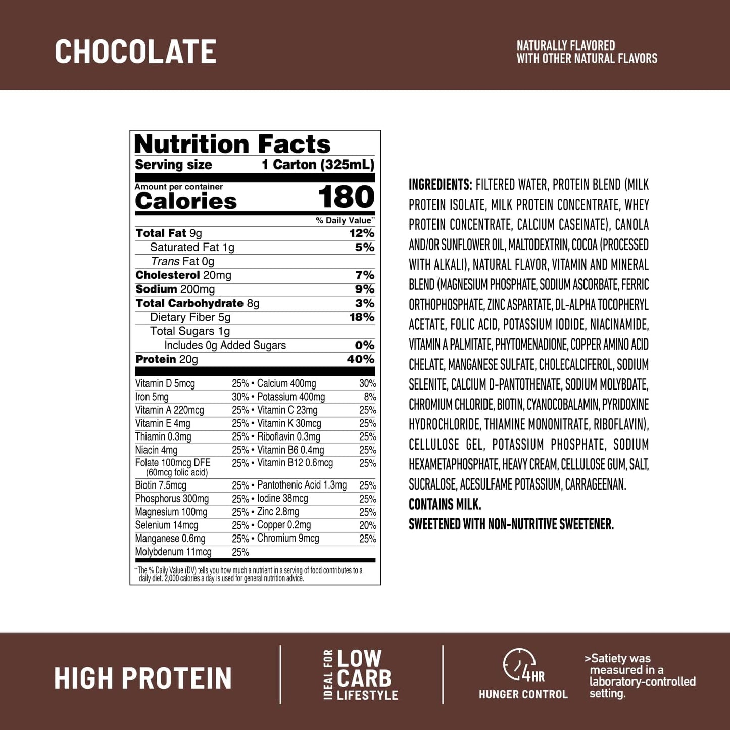 Chocolate SlimFast Protein Shake - Ready to Drink Meal Replacement Shake with 20g Protein, Low Carb, Low Sugar, 24 Vitamins & Minerals - 12 Count