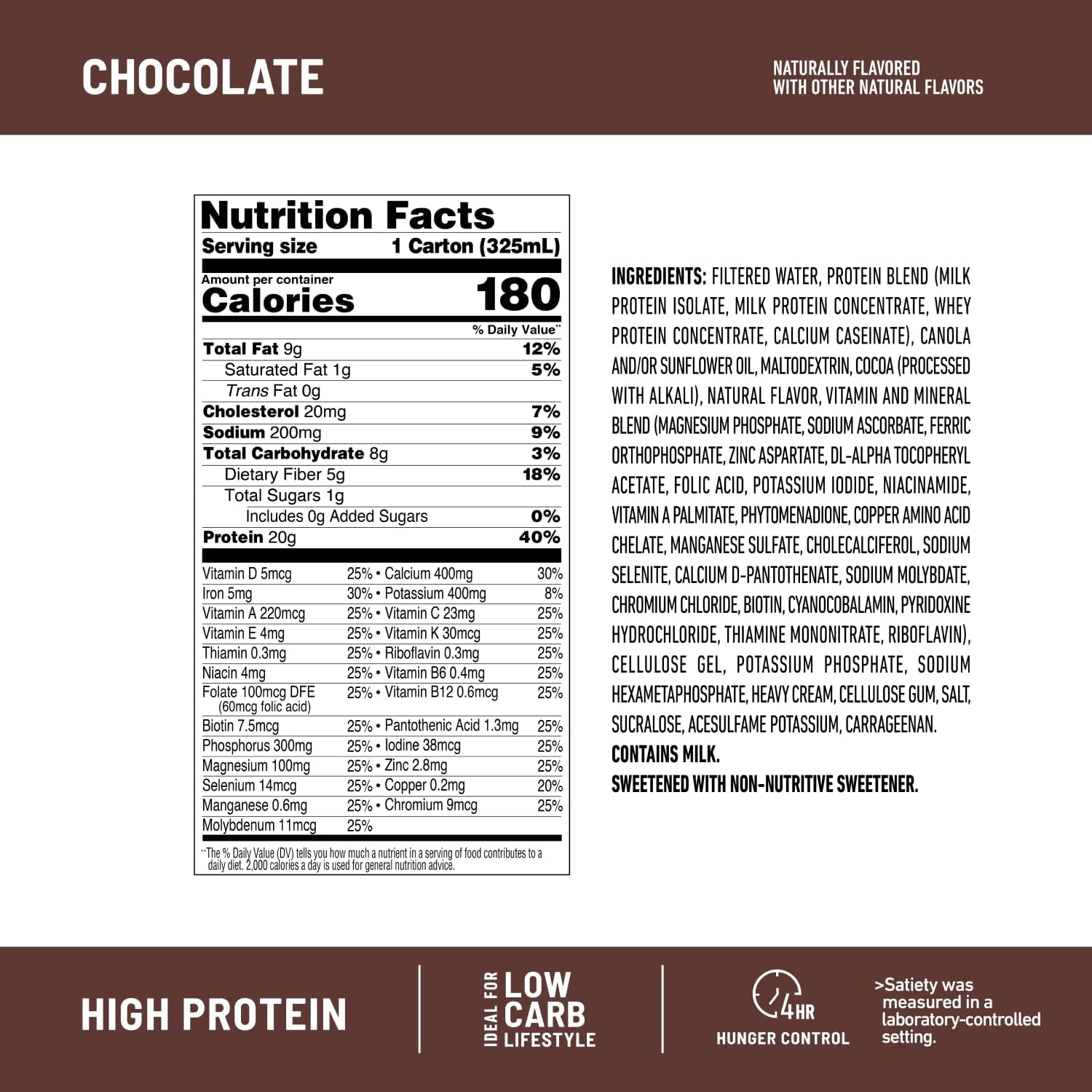 Chocolate SlimFast Protein Shake - Ready to Drink Meal Replacement Shake with 20g Protein, Low Carb, Low Sugar, 24 Vitamins & Minerals - 12 Count