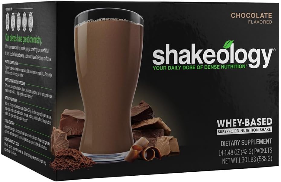 Chocolate Superfood Protein Shake for Healthy Weight Loss & Lean Muscle - BODi Shakeology Whey Protein Powder Blend with Vitamins & Minerals - Gluten Free - 14 Servings