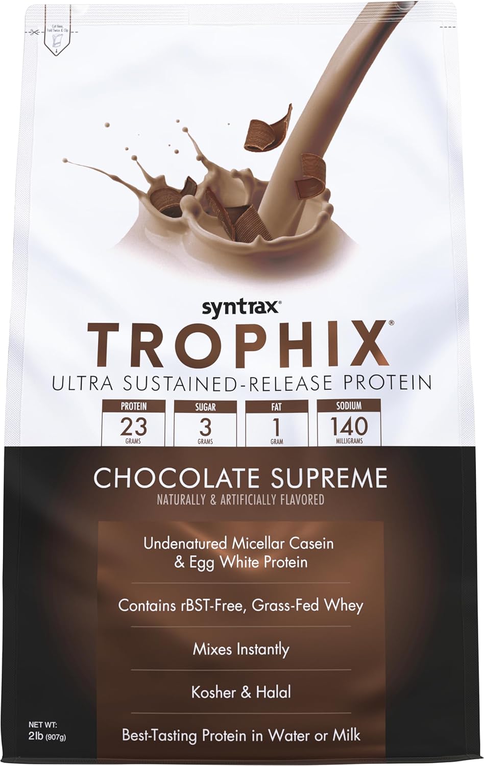Chocolate Supreme Syntrax Nutrition Trophix Protein Powder - 2 lbs, Ultra Sustained-Release Blend