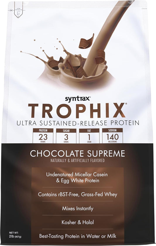 Chocolate Supreme Syntrax Nutrition Trophix Protein Powder - 2 lbs, Ultra Sustained-Release Blend