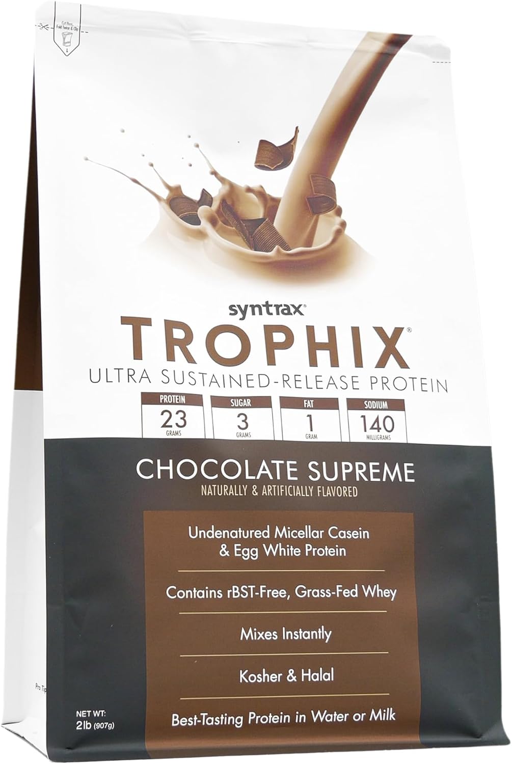 Chocolate Supreme Syntrax Nutrition Trophix Protein Powder - 2 lbs, Ultra Sustained-Release Blend