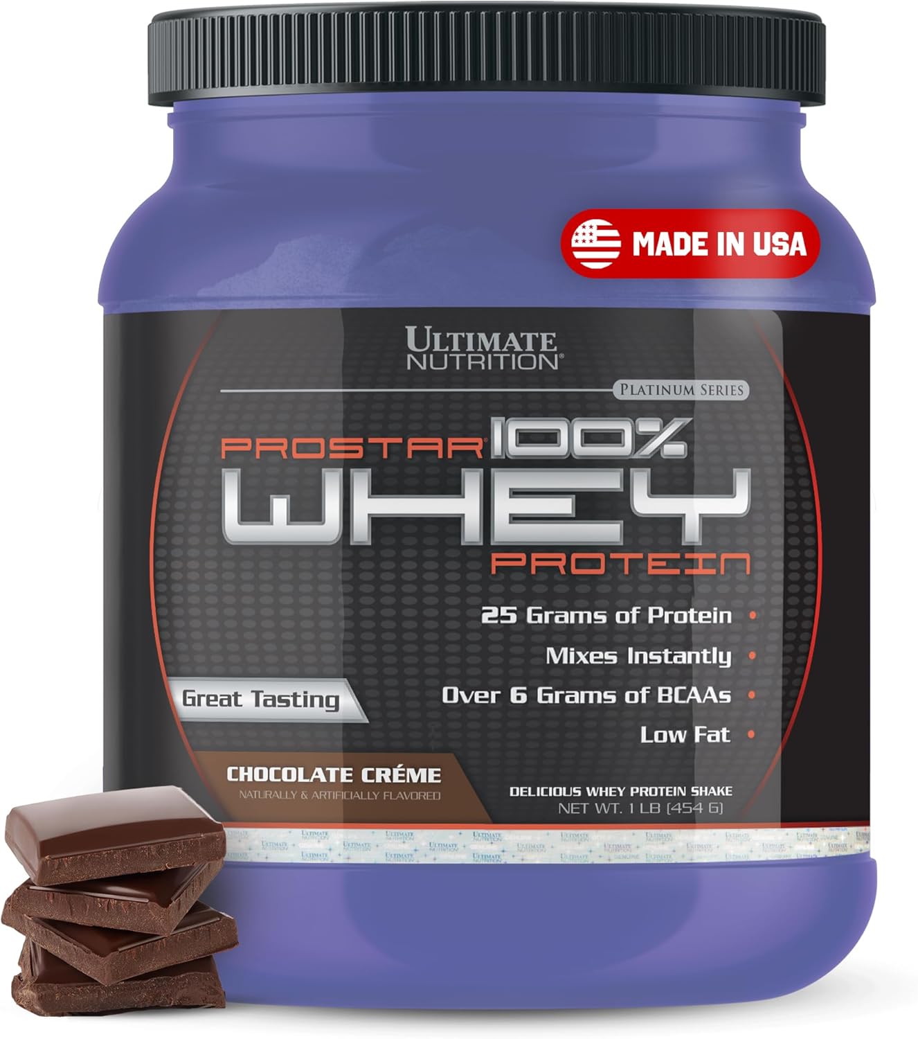 Chocolate Ultimate Nutrition Prostar Whey Isolate Protein Powder - High Protein Shake for Muscle Gain & Recovery - Low Carb, Low-Fat, Keto Friendly - 1lb Tub