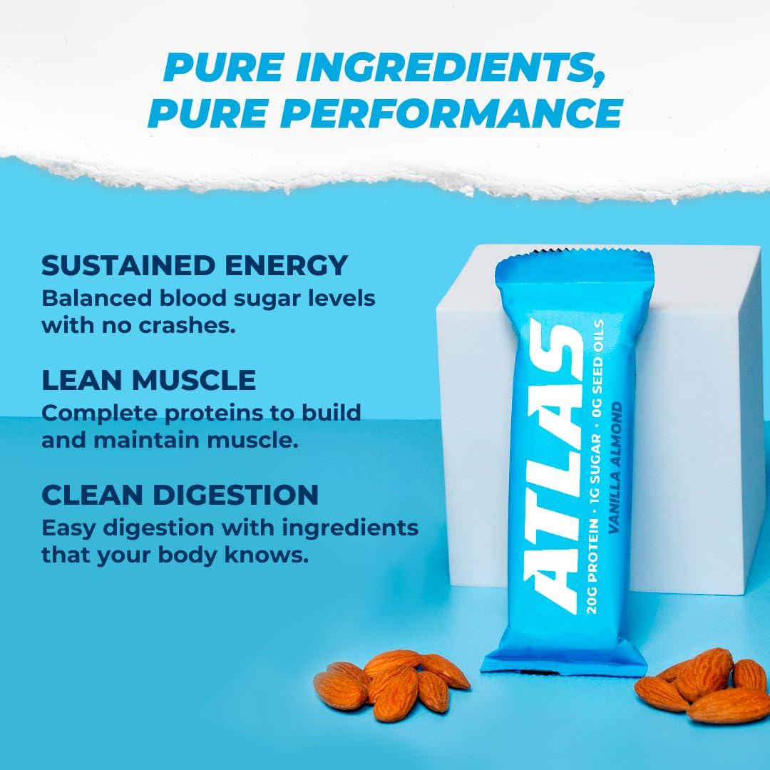 Chocolate Variety Atlas Protein Bars - 20g Protein, 1g Sugar, Clean Ingredients, Gluten Free - 12 Count Pack