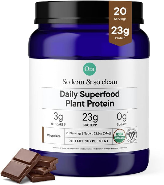 Chocolate Vegan Protein Powder - 23g Plant Protein, 20 Servings, Bloat-Free, Gluten Free, Non-GMO - Ideal for Women and Men, No Artificial Sweeteners