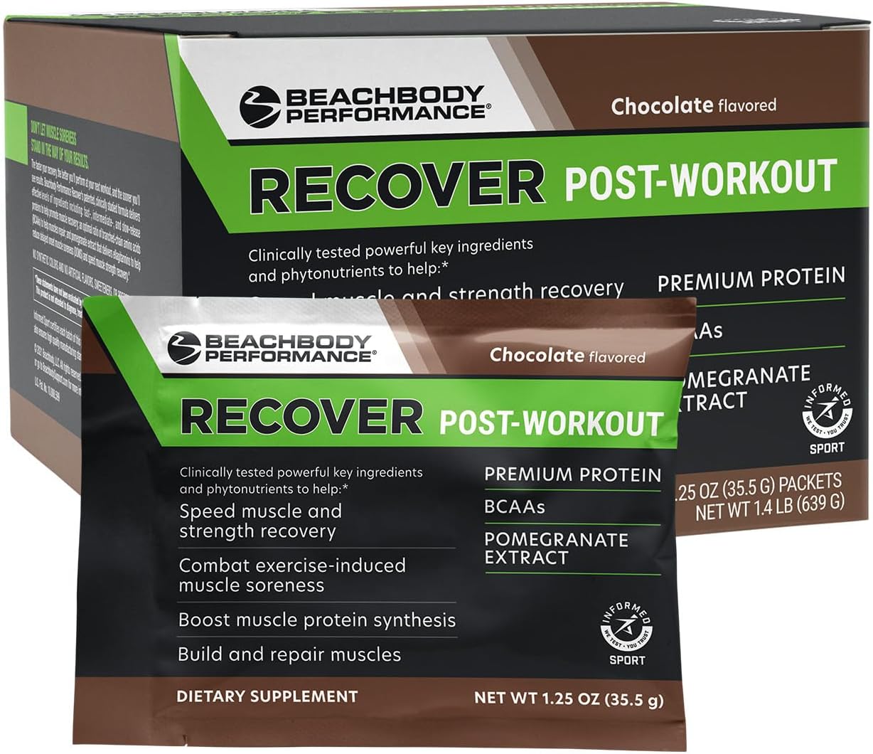 Chocolate Whey Protein Blend for Muscle Recovery - Post-Workout Supplement with 20g Protein, BCAAs, and Pomegranate Extract - 18 Servings