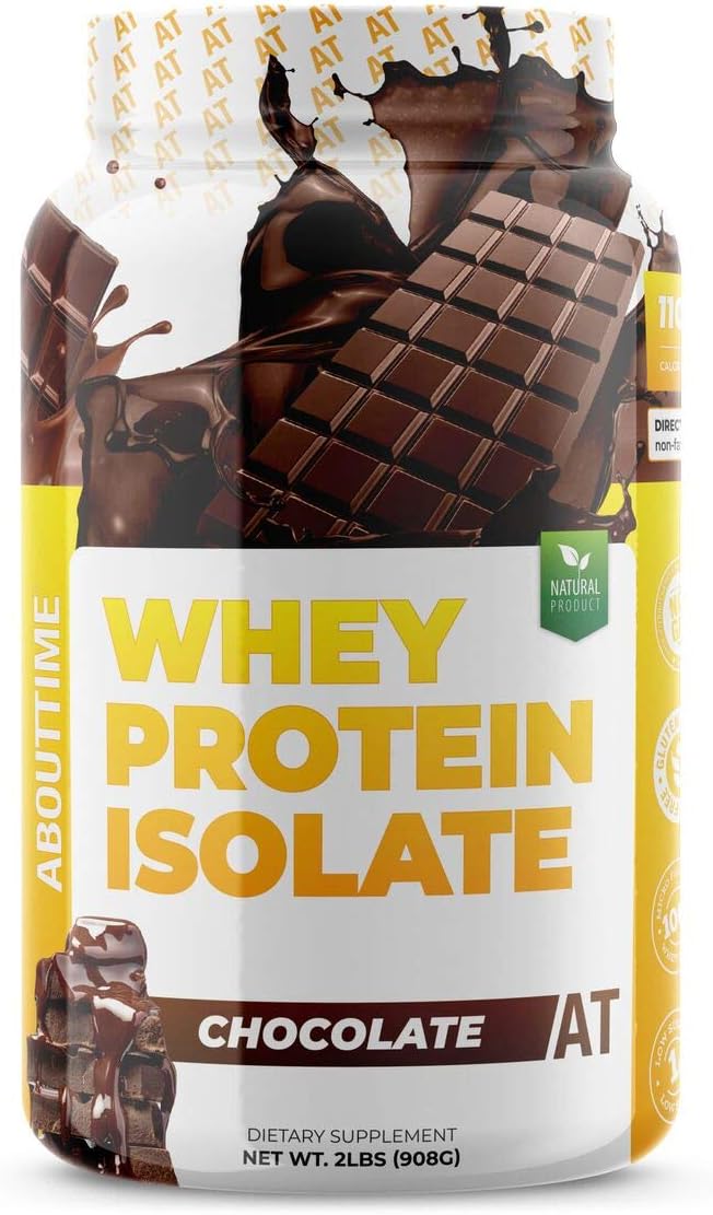 Chocolate Whey Protein Isolate - 2lb, 25g Protein, Non-GMO, No Fat/Sugars, 32 Servings, No Artificial Sweeteners