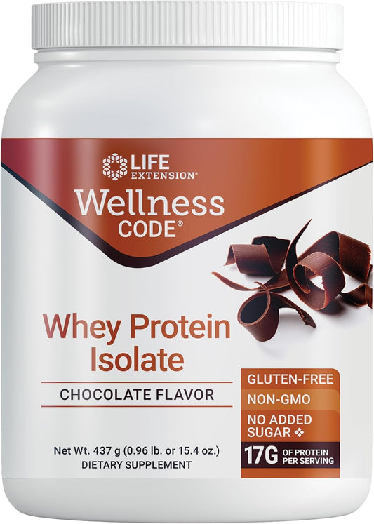 Chocolate Whey Protein Isolate: Boost Muscle Growth & Immune Health, No Sugar, Gluten Free, Non-GMO - 437g, 20 Servings