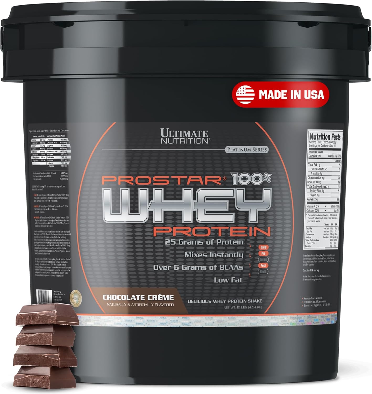 Chocolate Whey Protein Isolate Powder - Ultimate Nutrition Prostar - Low Carb, High Protein Shake for Muscle Gain & Recovery - Keto-Friendly - 10 lbs