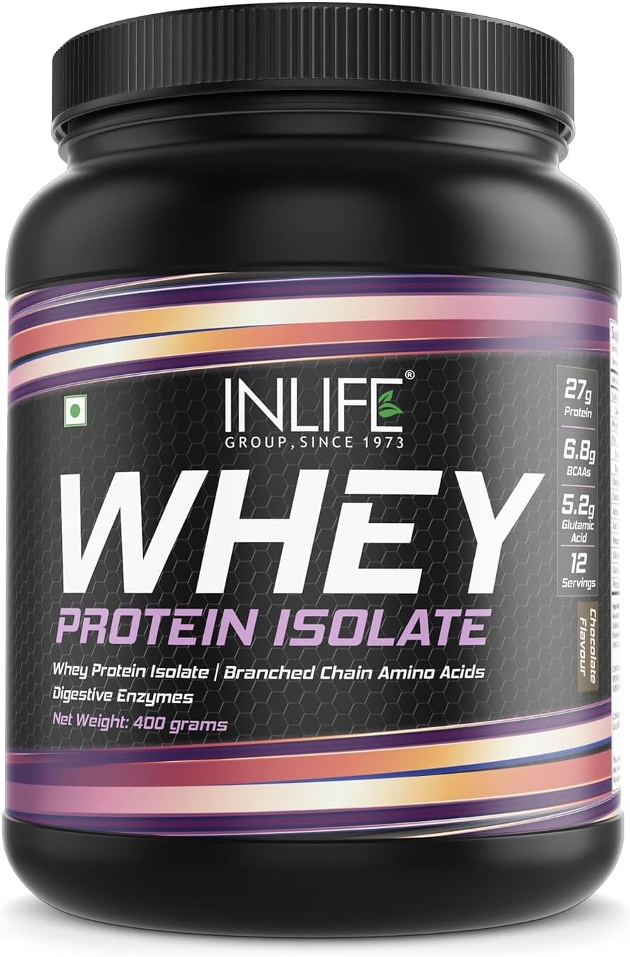 Chocolate Whey Protein Isolate Powder | 27g Protein Per Serving | Sports Nutrition Drink for Muscle Building (400 gm)