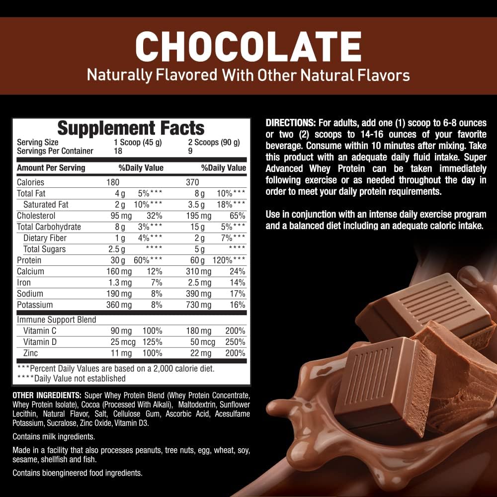 Chocolate Whey Protein Powder & Shaker Bottle Combo Pack - Body Fortress Super Advanced (1.78 lbs) & BlenderBottle Classic (28 oz)