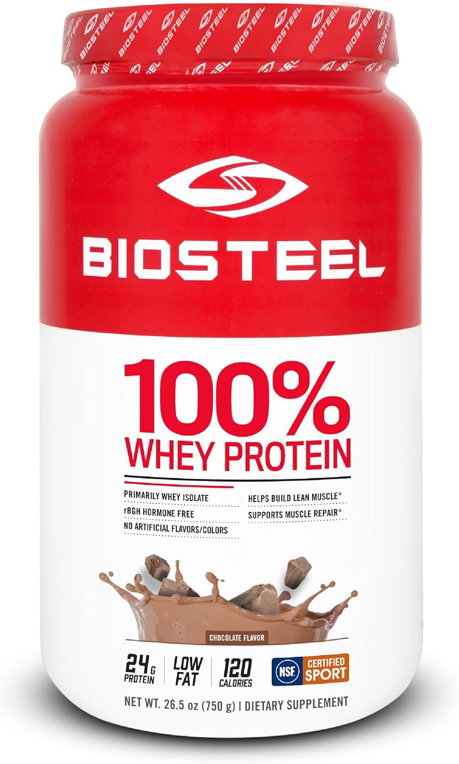 Chocolate Whey Protein Powder Supplement for Post Workout, 100% BioSteel Sports Formula, 25 Servings, 25.5 Ounces - Trusted by Pro Athletes, NSF Certified.