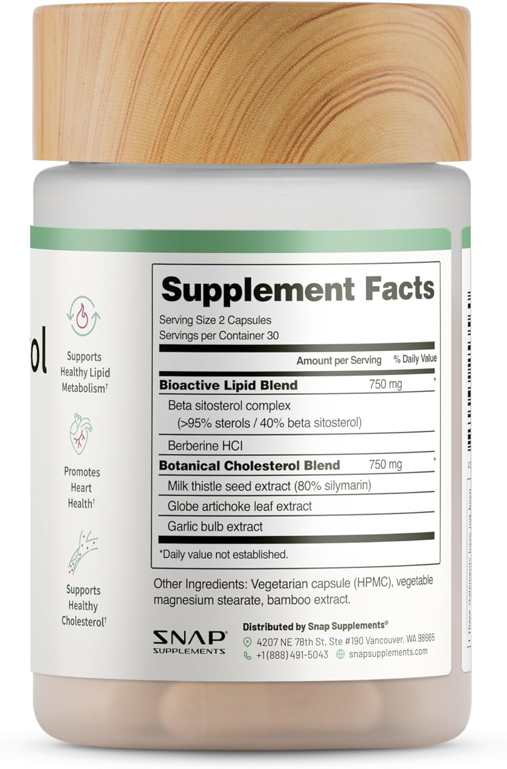 Cholesterol Health Support - Natural Heart Health Supplement, 60 Capsules by Snap Supplements