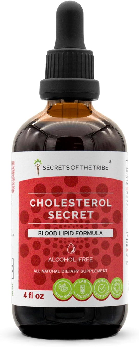 Cholesterol Secret Herbal Supplement Blend Drops 4 fl oz - Blood Lipid Formula, Alcohol-Free Liquid Extract by Secrets of the Tribe