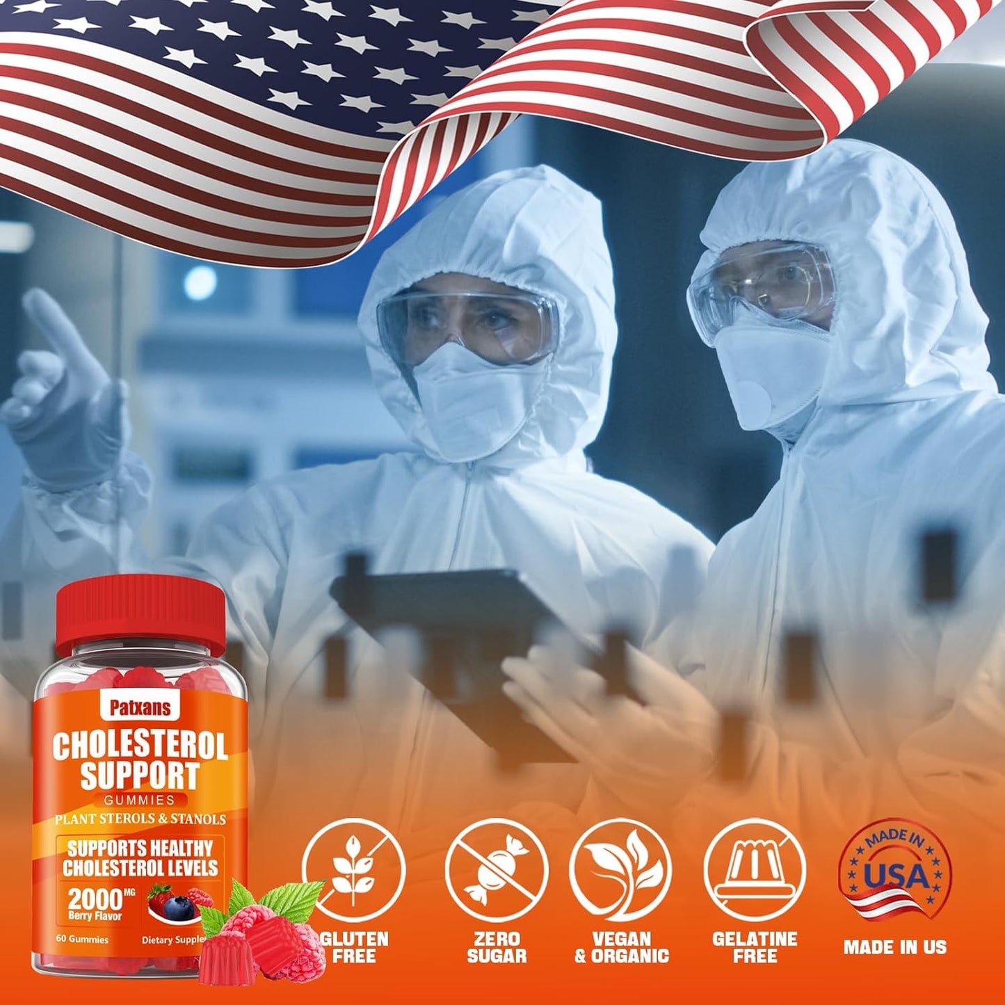 Cholesterol Support Gummies with 2000MG Plant Sterols, Mixed Berry Flavor, 60 Count - Boosts Healthy Cholesterol & Energy