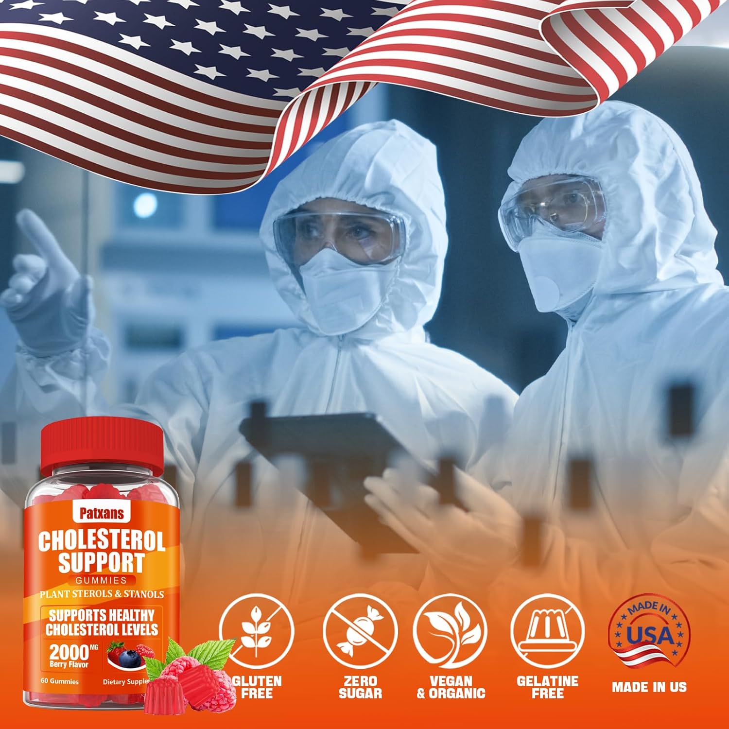 Cholesterol Support Gummies with 2000MG Plant Sterols, Mixed Berry Flavor, 60 Count - Boosts Healthy Cholesterol & Energy