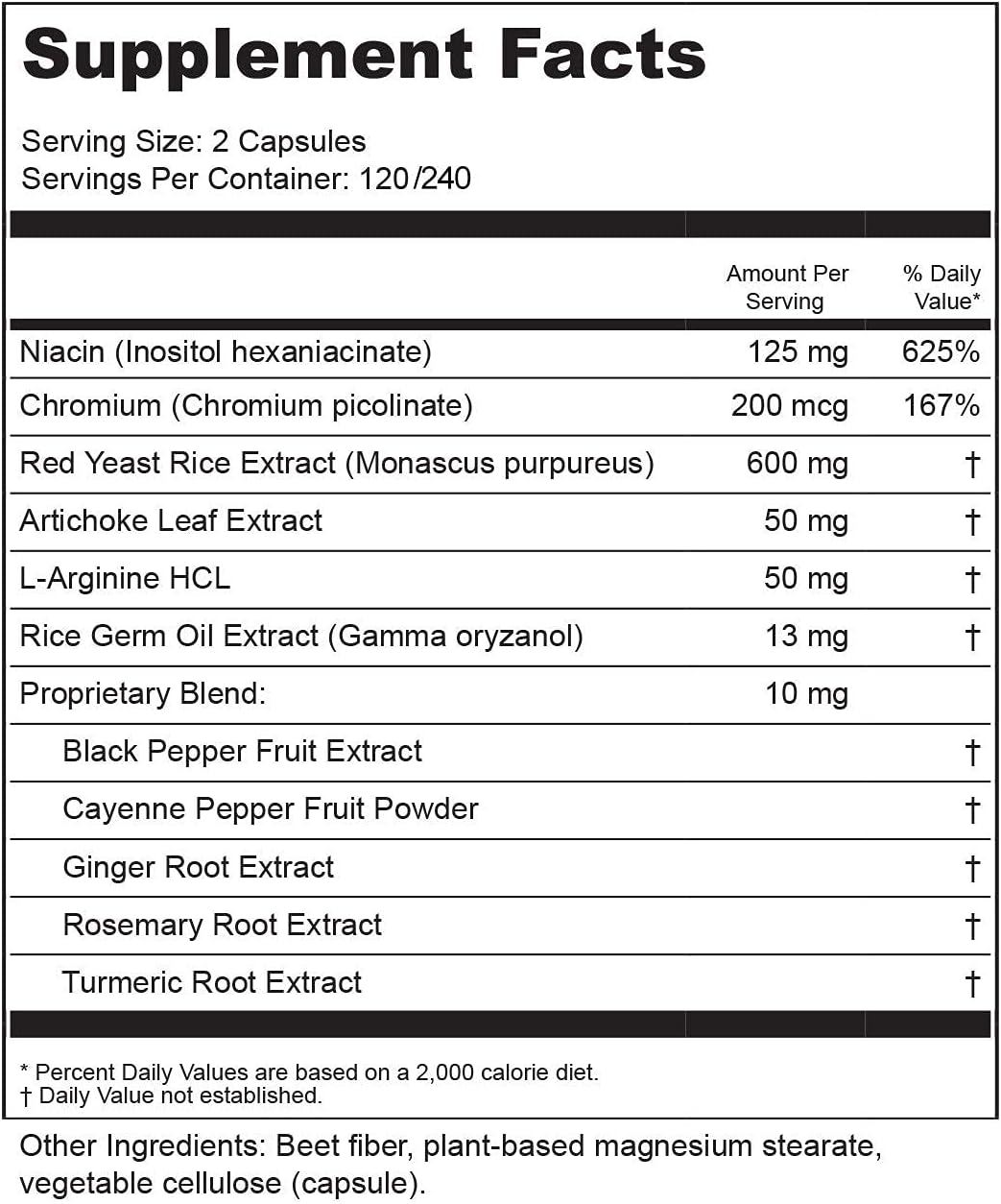 Cholesterol Support Supplement with BioActive Nutrients - Red Rice Plus Formula with Turmeric, Black Pepper, Cayenne Pepper, Ginger Root, and Rosemary - 240 Vegetable Capsules