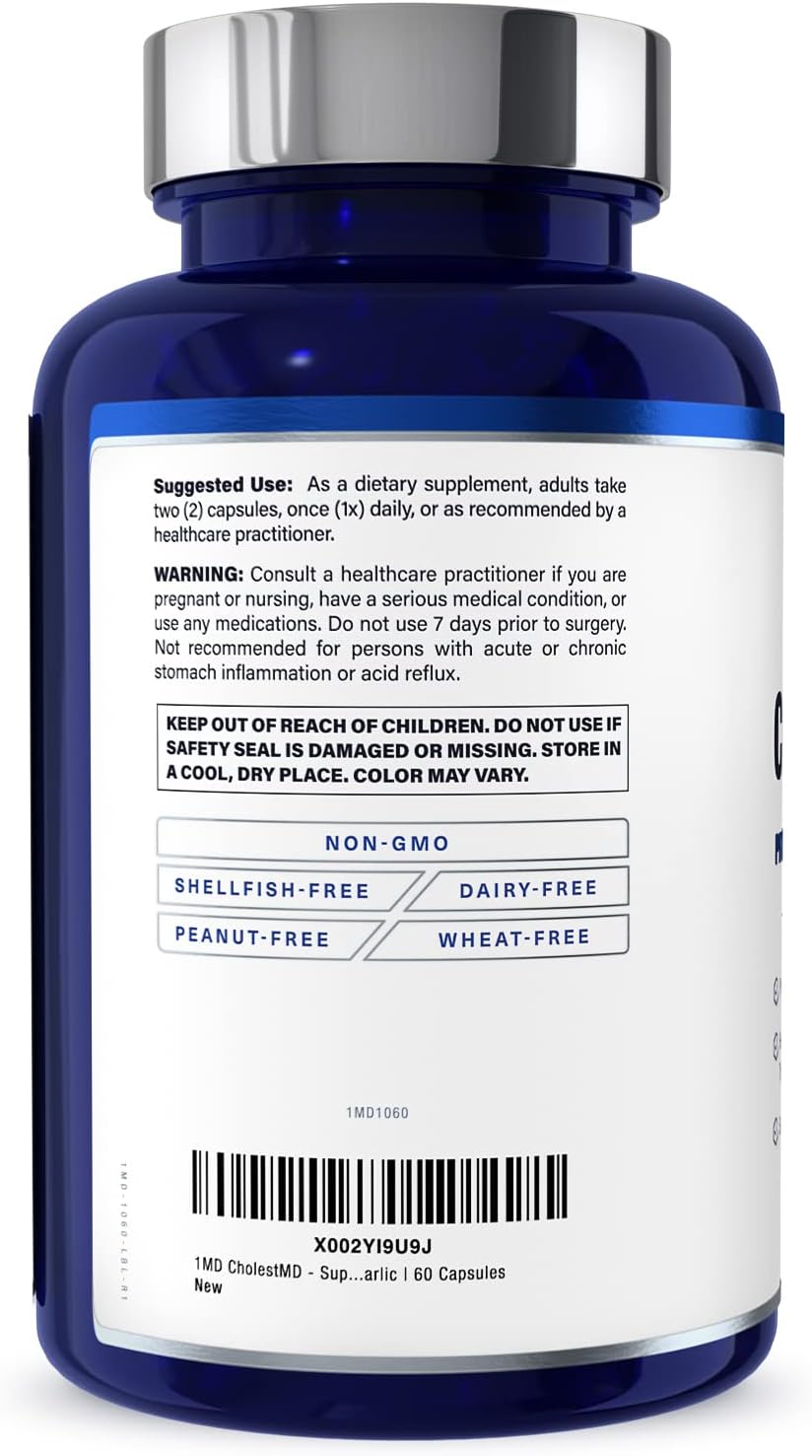 CholestMD Supplement with Olive Leaf Extract, Bergavit, Niacin, Garlic - 240 Capsules