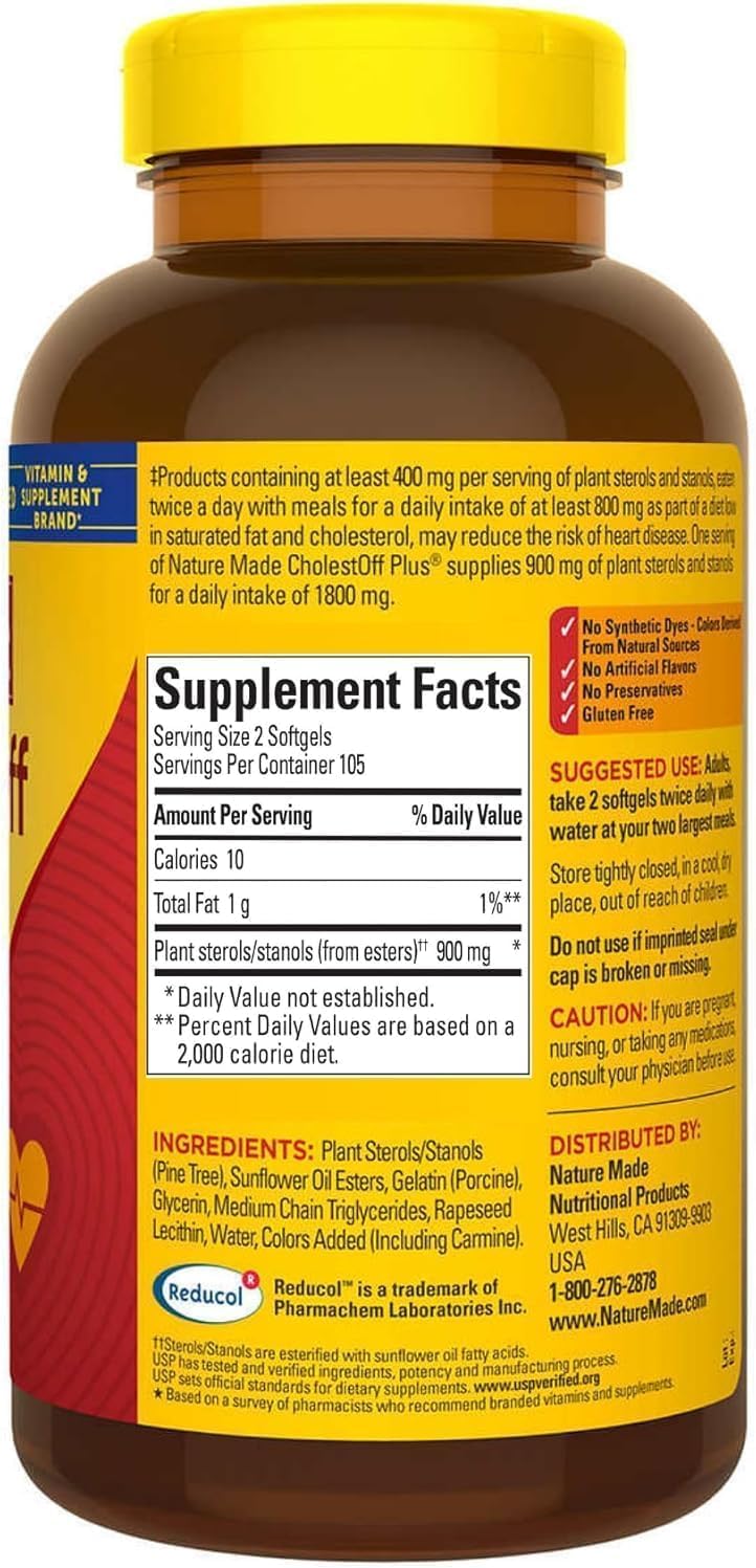 CholestOff Plus Softgels: Clinically Proven to Lower Cholesterol, 210 Count with Guide