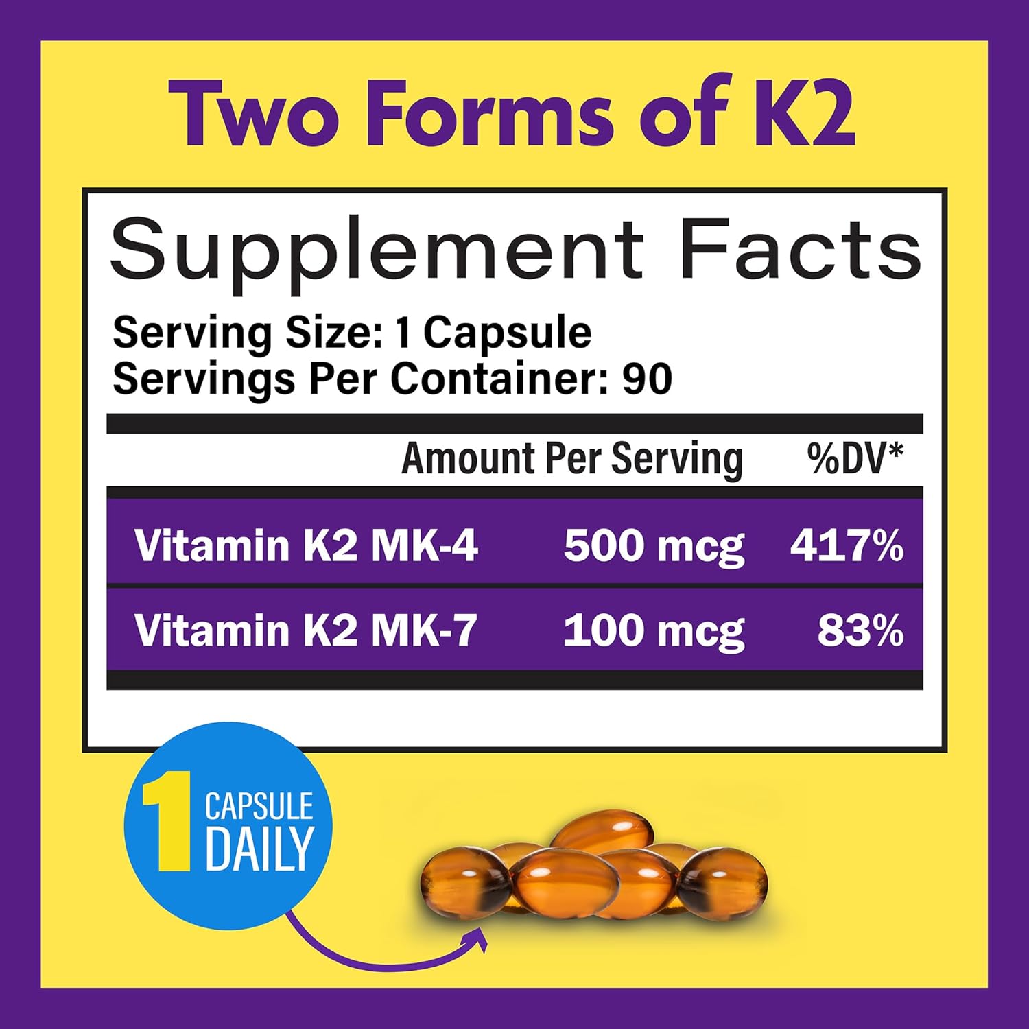 Choline Bitartrate 550mg & Vitamin K2 Bundle for Memory, Mood, Brain Health - 100 Capsules Choline & 90 Softgels Vitamin K2 - Cognitive Support