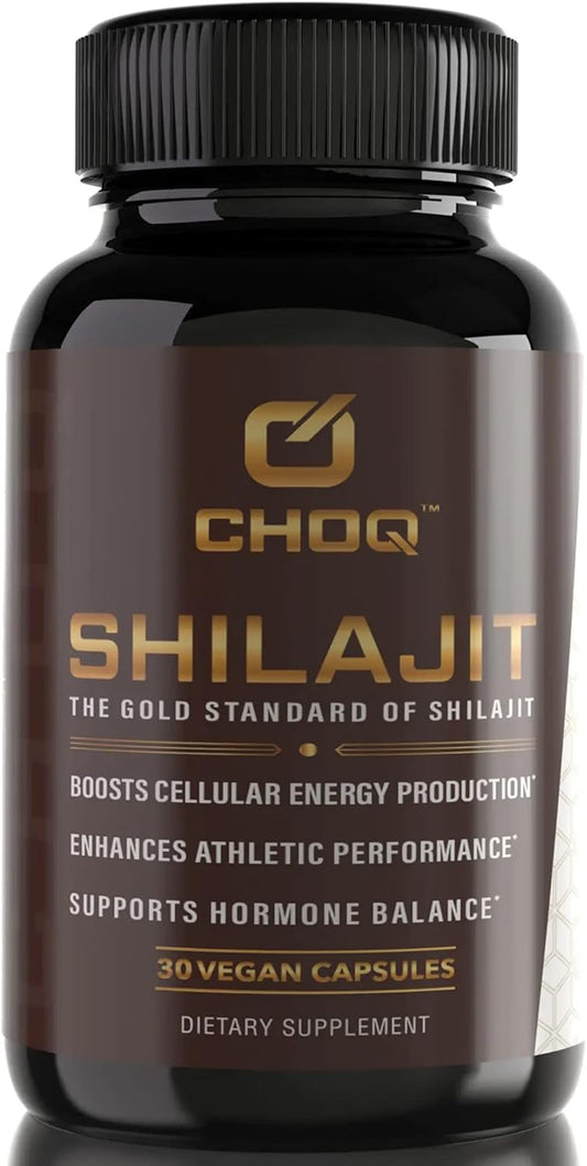 CHOQ® Shilajit Capsules - 500mg Vegan Energy Supplement with 50% Fulvic Acid for Brain Focus, Hormone Balance, and Mitochondrial Function