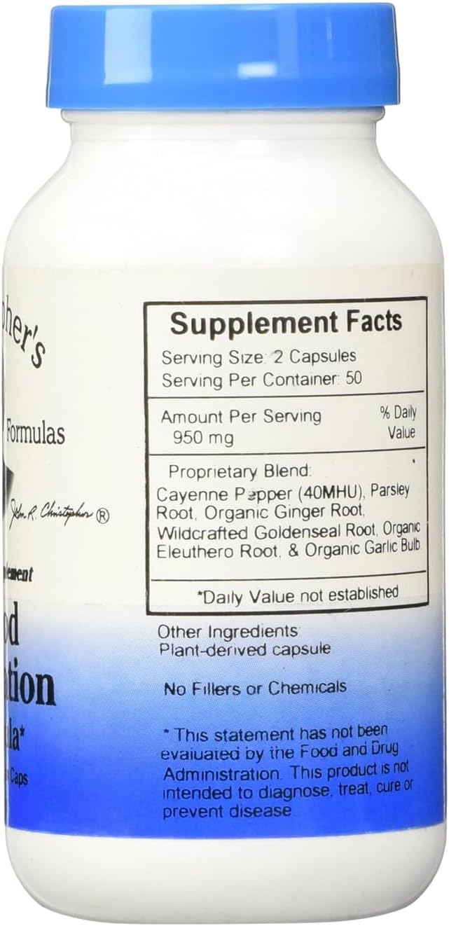 Christopher's Original Formulas Blood Circulation Herbal Supplement Capsules - Cardiovascular & Circulatory Wellness - 100 Capsules