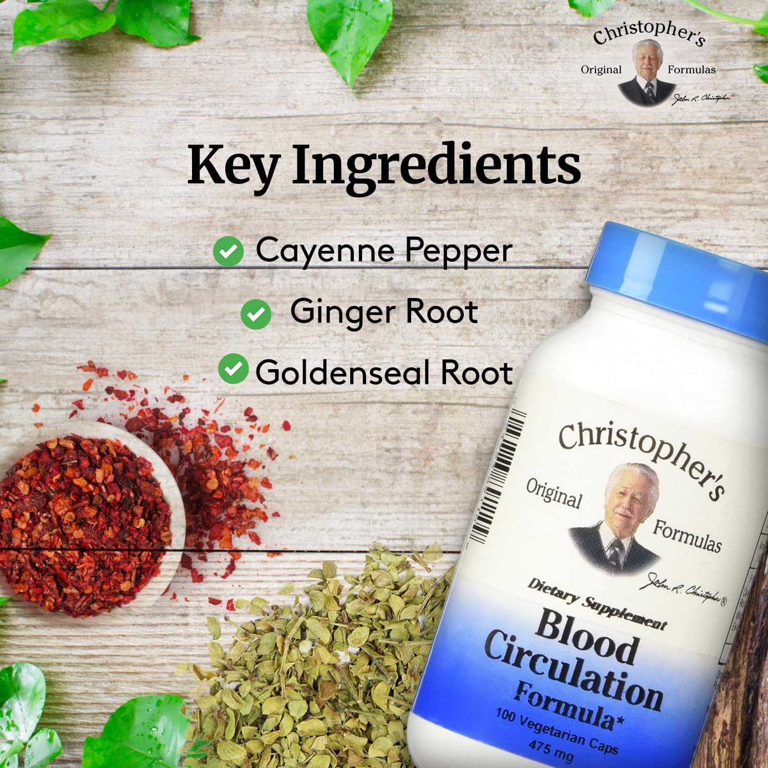 Christopher's Original Formulas Blood Circulation Herbal Supplement Capsules - Cardiovascular & Circulatory Wellness - 100 Capsules